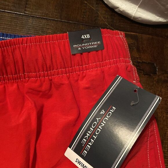 Men’s NWT Roundtree & Yorke Red Swim Shorts 4XB - Picture 2 of 6